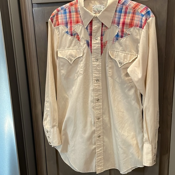 H BAR C 70’s - 80’s Vintage California Ranchwear Mens Pearl Snap Down Medium - Picture 4 of 11